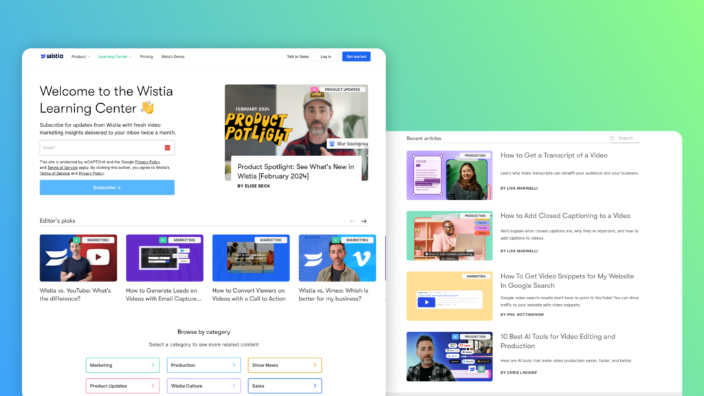 example of a video learning center including online demos and tutorials
